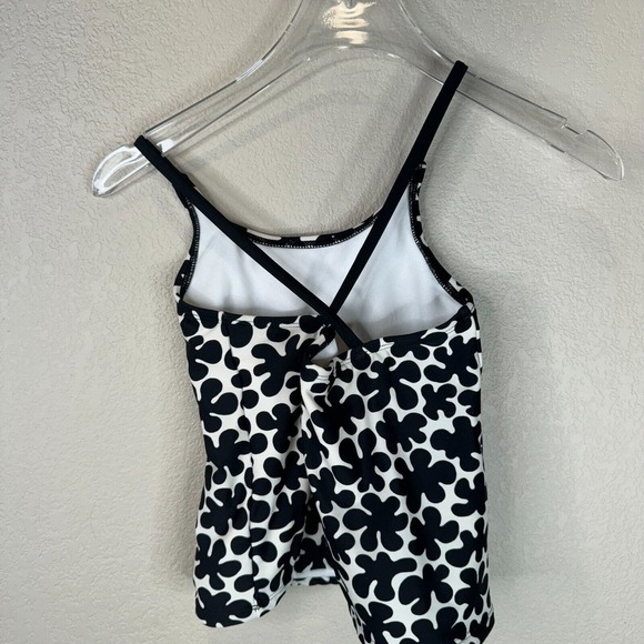 Marimekko Girls Tankini Swim Top Black/White Ink Blots Criss‎ Cross Back Target - Picture 2 of 5